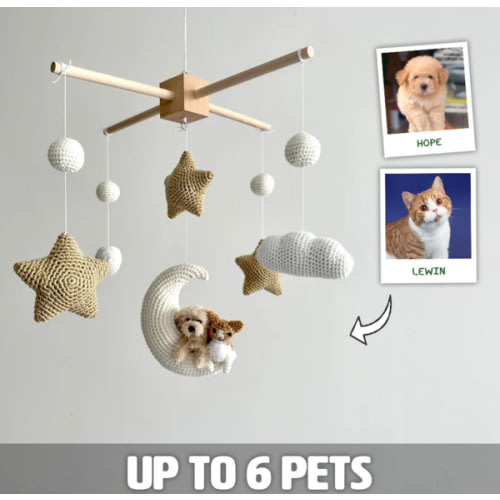 Pet Moon Brown | Custom Crochet Pet Nursery Baby Mobile – My Dollfy