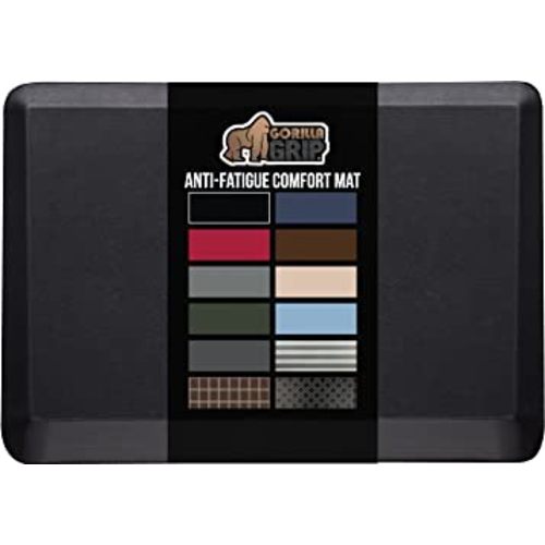 Gorilla Grip Anti Fatigue Standing Desk Mat, Thick Cushioned Kitchen Floor Mats, Washable, Stain Resistant, Supportive Comfort Padded Rug, Large Ergonomic Office Antifatigue Runner Pad, 17x24, Black