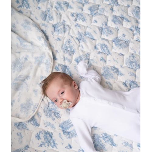 Spring Toile Blue Quilted Playmat - Organic Cotton Baby Playmat – The Gilded Bird US