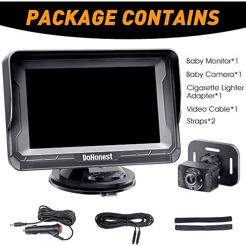 DoHonest Baby Car Camera HD 1080P - Rear-Facing Car Baby Monitor with Night Vision, Adjustable View Angle, Easy Setup, Anti-Glare Display, Safety for Kids & Infants