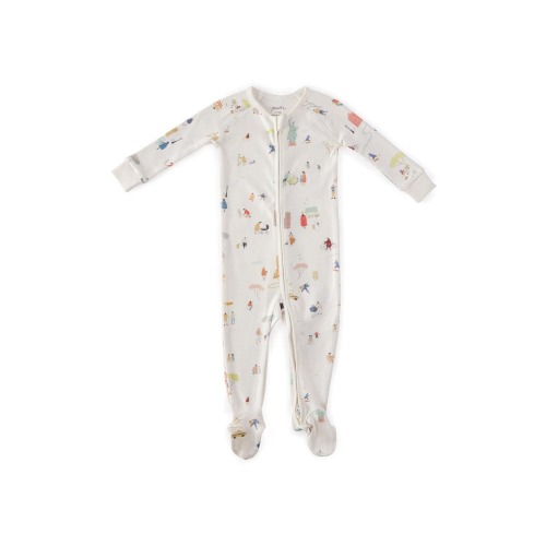 Print Rib Organic Cotton Footie, 3-6M