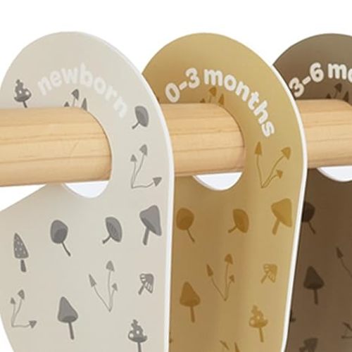 3 Sprouts Baby Closet Dividers Set of 8 - Toddler Clothes Organizer Hanger, Double-Sided Size Labels - Nursery Organization for Newborn Clothing, Infant, Boy & Girl - Mushroom