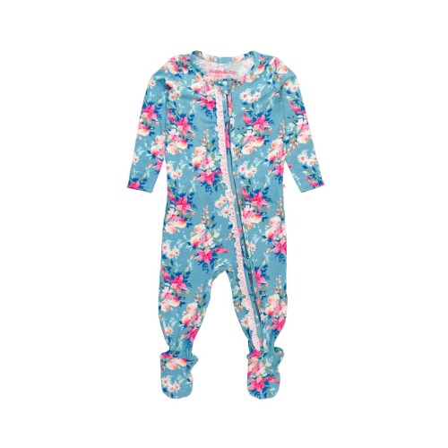 SoftSnooze Baby Girls Ruffle One Piece Footie Pajamas