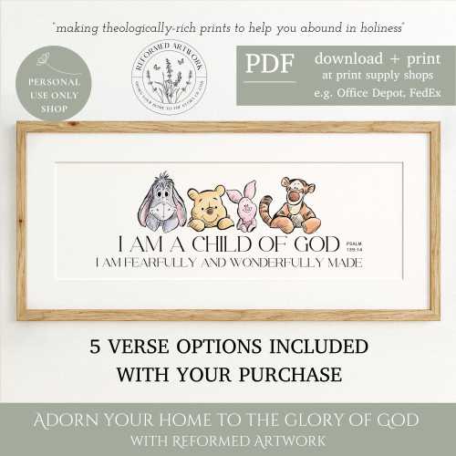 Christian Winnie The Pooh Bible Verse Print For Nursery Wall Scripture Art Printable Gingham Christian Wall Art Nursery Panoramic Christian