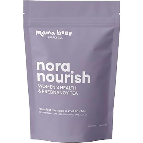 Nora Nourish Organic Pregnancy Tea – Red Raspberry Leaf Herbal Blend for Third Trimester, Postpartum & Women's Health – Caffeine-Free Loose Leaf Tea (2 oz (30 servings))