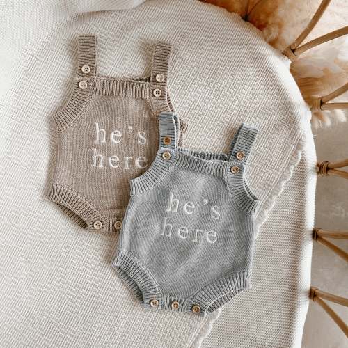 'He's Here' Singlet Mini Knit Romper