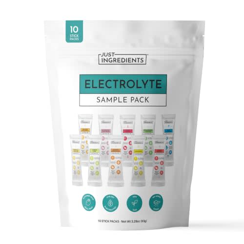 JUST INGREDIENTS Electrolyte Sample Pack - No Sugar - 10 Sticks | 3:1 Potassium To Sodium Ratio, 5 Key Minerals, Organic Coconut Water, Third Party Tested, Plant Based, Vegan