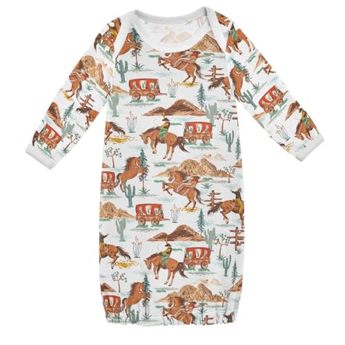 Baby Sleeper Gown for Newborn Girls Boys Long Sleeve Cotton Nightgown Clothes for Infant Home Coming 0-12 Months