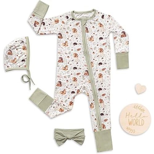 Miaoberry Pajama Set for Baby Boys & Girls – Viscose from Bamboo Sleepwear Set - Deer Woodland