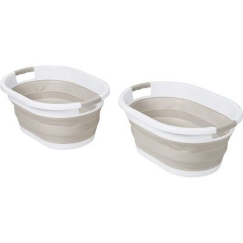 Honey-can-do Set Of 2 Collapsible Hampers Warm Gray/white