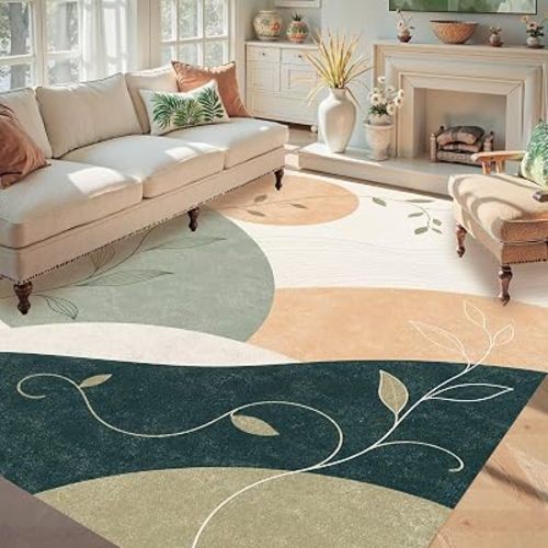 Modern Abstract Non-Slip 5x7 Minimalist Art Neutral Area Rug for Living Room