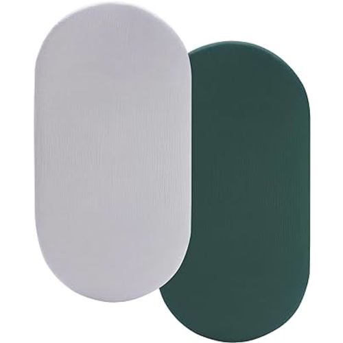 Pro Goleem Muslin Bassinet Sheet for Boys and Girls, Soft Breathable Fitted Cotton Baby Sheets Set for Oval Hourglass and Rectangular Bassinet Mattress, Neutral, 2 Pack (Grey＆Green)