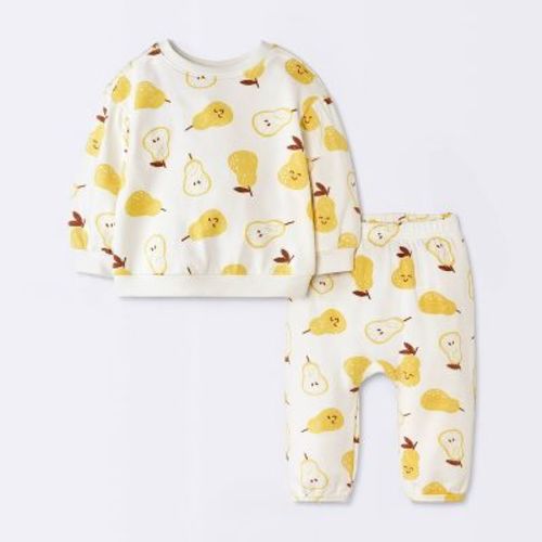 Baby 2pc Pear Fruit Modal French Terry Sweatshirt and Pants Set - Cloud Island™ Cream 12M