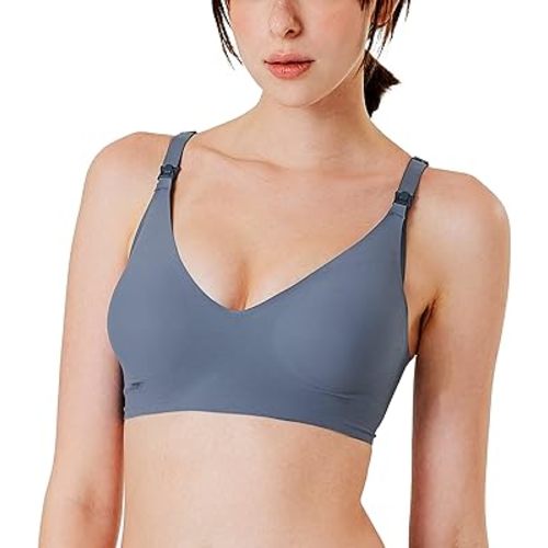 Mamaway Silky Seamless Nursing Maternity No Show Wireless Bra, Smooth, Cooling, Lightweight for Breastfeeding, Pregnancy