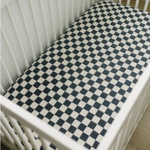 Charcoal Checkered Muslin Crib Sheet
