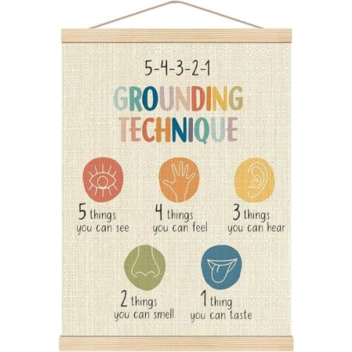 Boat Wades Mental Health Coping Skills Poster Hanger Frame, Grounding Technique Hanging Wall Banner Decor for Classroom Therapy Office School Counselor Office Calming Corner, 12x16 Inch