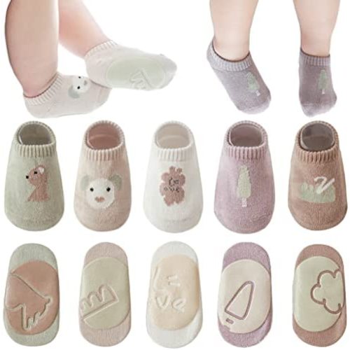Baby Girls Non-Slip Socks Toddler Cotton Cartoon Anti-Slip Crew Socks for Infants