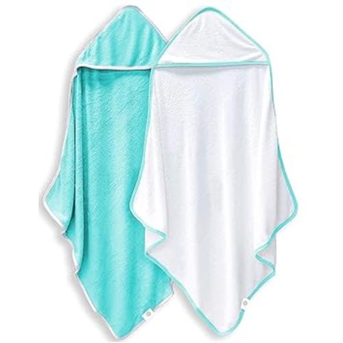 2 Pack Baby Bath Towel - Rayon Made from Bamboo, Ultra Soft Hooded Towels for Babies,Toddler,Infant - Newborn Essential -Perfect Baby Registry Gifts (White and Brown, 30 x 30 Inch)