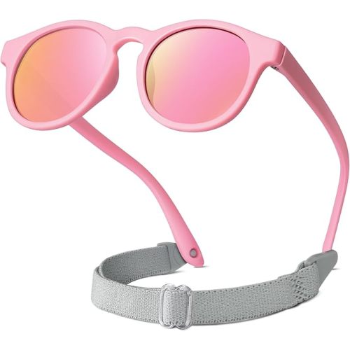 RIVBOS Baby Sunglasses Boys&Girls with Strap UV400 Polarized Flexible for Toddler,Infant and Newborn(0-24month) RBK0231
