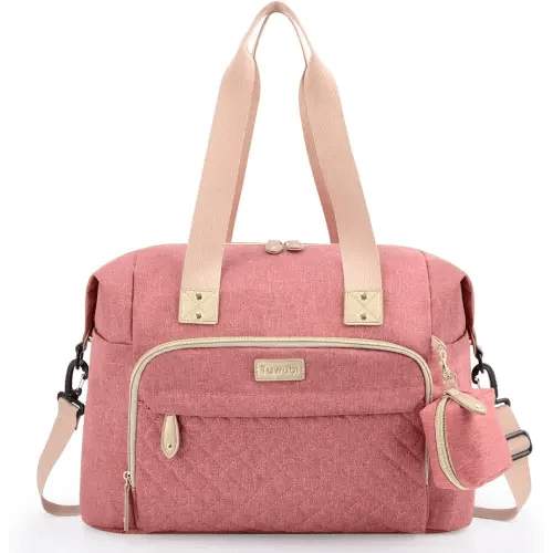 Tuwubi Diaper Bag Tote,Baby Diaper Bag with Pacifier Case Large Travel Diaper Tote Caddy for Mom and Dad Multifunction Large Baby Bag - Pink
