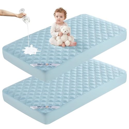 BEDLORE Crib Mattress Protector Waterproof 2 Pack for Standard Toddler Bed