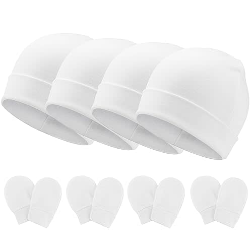 BQUBO Baby Hats and Mittens Infant Cotton Beanie Gloves No Scratch Set Newborn Hospital Hat for Boys Girls