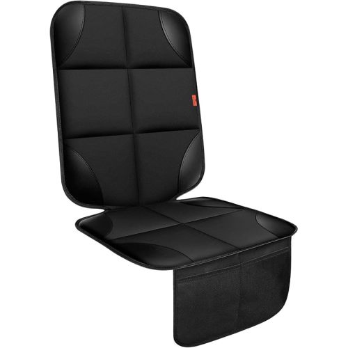 XHYANG Car Seat Protector 1 Pack Car Seat Cushion Mat Thickest Padding,Waterproof 600D Fabric Car Seat Covers for Non-Slip Backing Mesh Pockets for Baby and Pet (Black, 1 Pc)