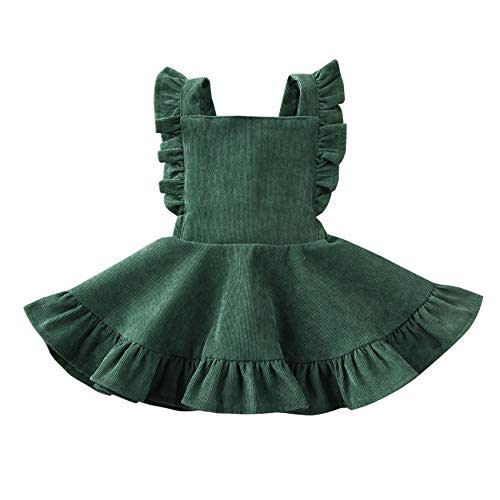 Karuedoo Baby Girls Velvet Suspender Skirt Infant Toddler Ruffled Casual Strap Sundress Summer Outfit Clothes