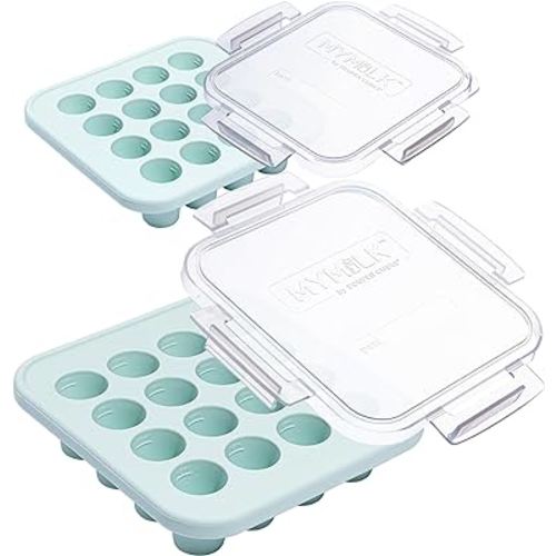 Souper Cubes MyMilk 1/2 oz. Silicone Breast Milk Freezer Trays, Each Food-Grade Silicone Tray Holds 8 oz., Perfect For Baby Food Freezer Storage, Purees, and More - Mint - 2-Pack
