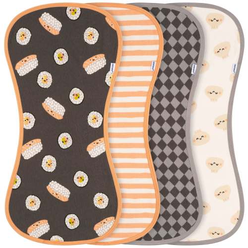 4-Pack Baby Neutral Sushi Burp Cloths