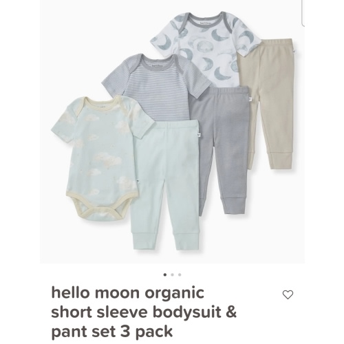 Hello Moon Organic Short Sleeve Bodysuit & Pant Set 3 Pack