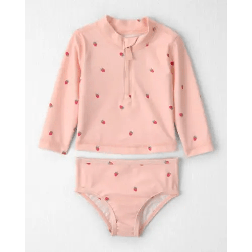 Baby Girl 2-Piece Recycled Rashguard Swimsuit Set in Strawberry Print - Little Planet | Carter's