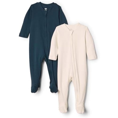 Amazon Essentials x Sofia Grainge Unisex Babies' Cotton Footed Sleep and Play One-piece Bodysuit, Pack of 2