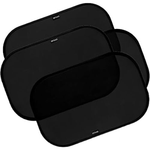 Car Window Shades for Baby 21” x 14” (4 Pack) Cling, Blocks 99.98% UVR, Sun Shade Blocker, Glare Shield Protection, Side Car Window Screens, Mesh Window Shades for Baby