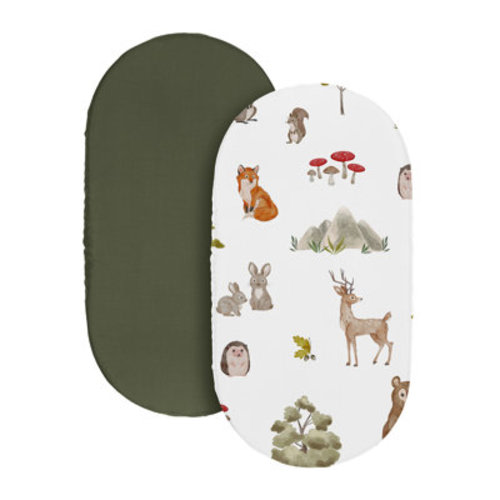 Watercolor Woodland Forest Animals 2 Pack Baby Bassinet Fitted Sheets by Sweet Jojo Designs | Wayfair