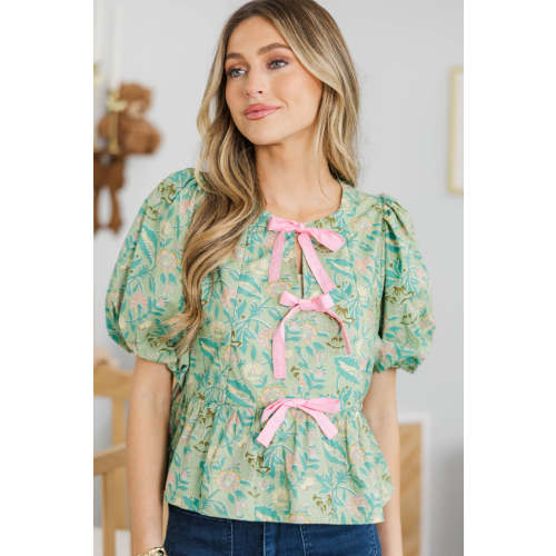 NURSING COLLECTION: Sweet Intentions Green Floral Blouse