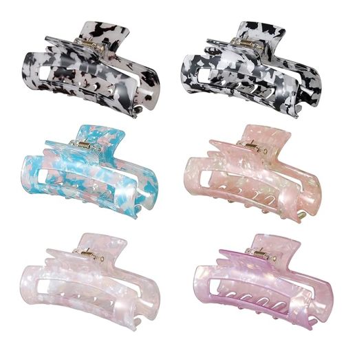 Multi -colored Hair Claw Clips, Acetate Hair Banana Barrettes, French Butterfly Jaw ClipsPrint Stylish Hair Accessories for Girls and Women
