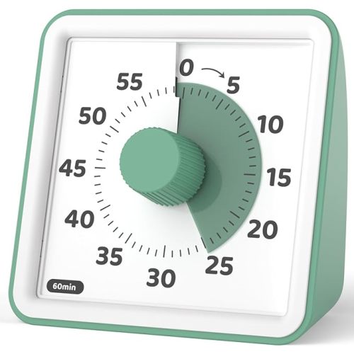 LIORQUE Visual Timer for Kids, 60-Minute Countdown Timers for Classroom Office Kitchen with Silent Operation, Kids Timer for Teaching (Batteries Included)