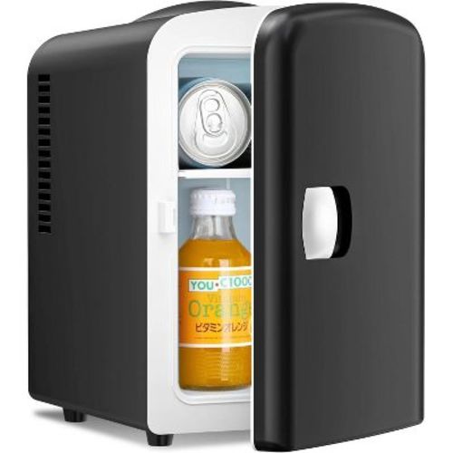 Kismile Mini Fridge, 4L Capacity for 6 Cans(350ml), Fruits, Refrigerating Makeup and Skincare (Black)