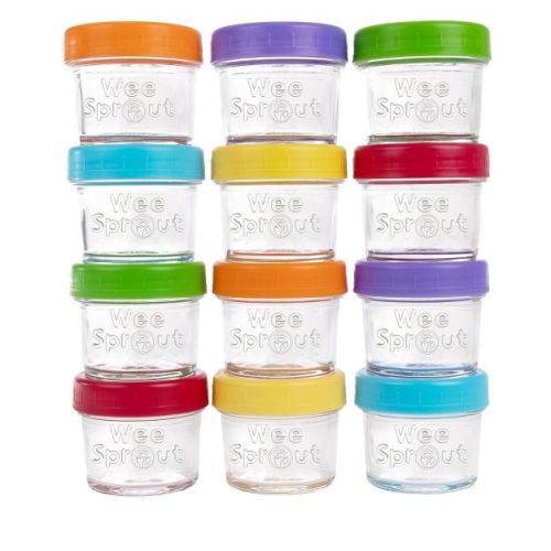 WeeSprout Glass Baby Food Storage Jars with Lids, Reusable Small Containers - 4/8 oz, 8/12 Pack