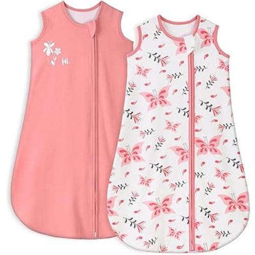 Yoofoss Baby Sleep Sack 0-6 Month TOG 1.0 Baby Wearable Blanket, 2 Pack 100% Cotton Infant Toddler Sleeping Sack 2-Way Zipper Lightweight Sleepsack
