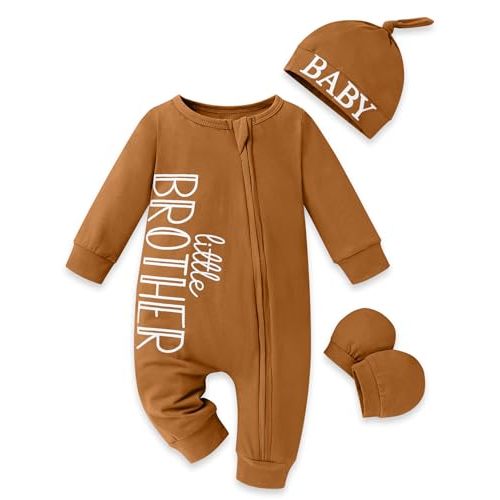 FoWear Baby Boy Clothes Letter Print One Piece Romper Baby Coming Home Outfits with Hat Newborn Boy Outfits
