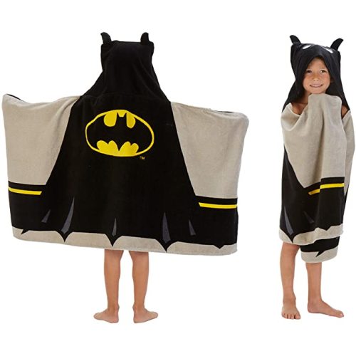 Batman Kids Bath/Pool/Beach Super Soft Cotton Terry Hooded Towel Wrap, 24" x 50", By Franco
