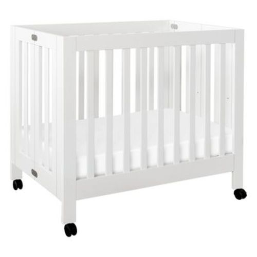 Babyletto Origami Mini Portable Folding Crib with Wheels - White
