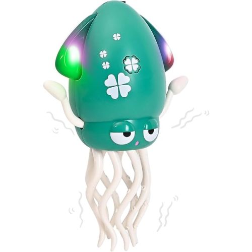 TheClouds Dancing Octopus Toy,for 12-18 Months Old Boy Girl Electric Crawling Octopus,Rechargeable Dancing Squid Tummy Time Toy for 2 3 4 5 Year Old Kids Boy Girl Birthday Gifts,(Green)