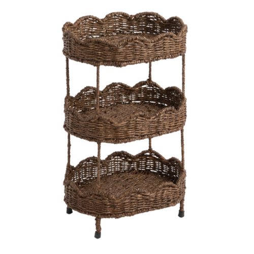 Daisy Oval Seagrass Scalloped 3 Tier Storage Tower - World Market