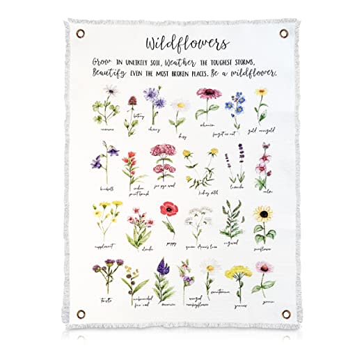 Botanical Inspirational Wall Art Flower Poster - 18” x 24” Cotton Canvas Wildflower Fabric Wall Hangings | Rustic & Farmhouse Style Watercolor Floral Art for School | Bedroom Decor for Women