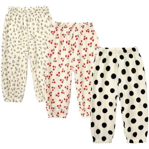 MYGBCPJS Baby Boys Girls Cotton Linen Trousers Kids Casual Ankle Pants Loose Long Bloomers
