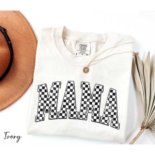 Comfort Colors® Mama Checkered Shirt, Rocker Mama Shirt, Grunge Mama Shirt, Gift for Mom, Mother's Day Gift, Retro Mama Shirt, Mama Shirt