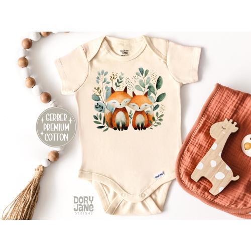 Woodland Animals Baby ONESIES® Brand Bodysuit Forest Animals Bodysuit Woodland Themed Baby Outfit Cute Fox Onesie Woodland Baby Shower Gift